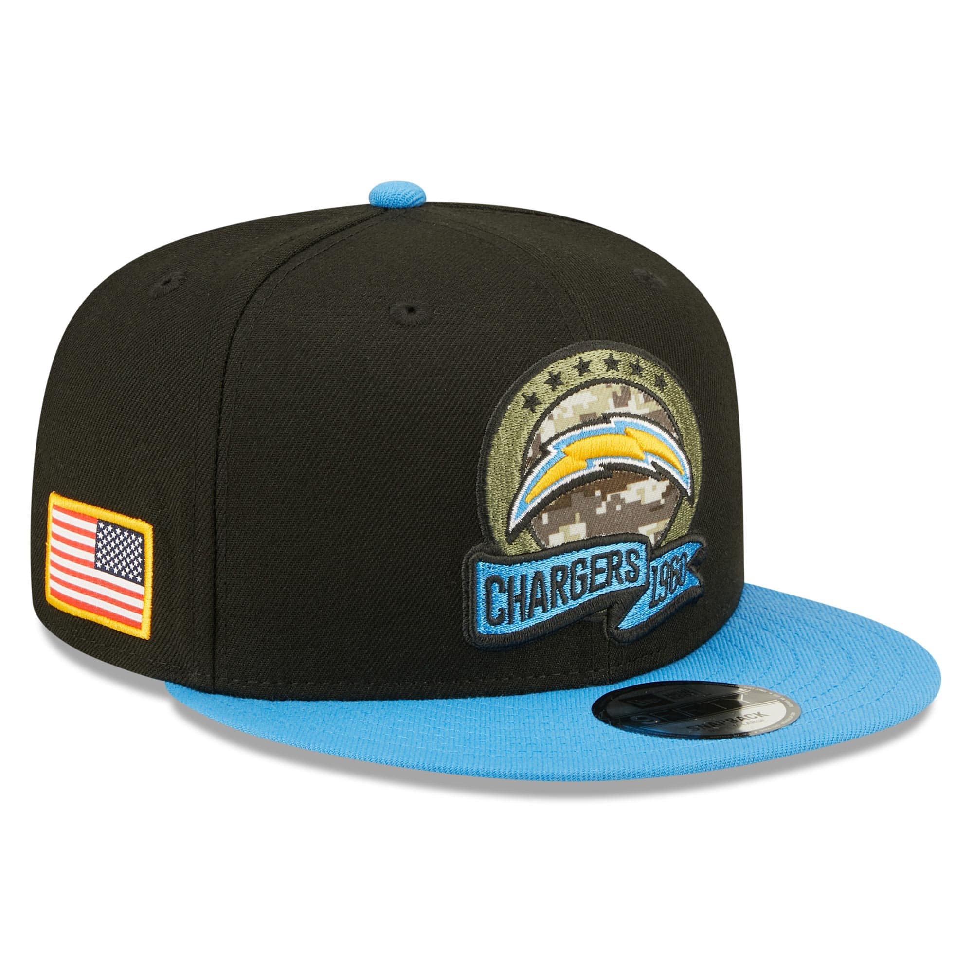 Los Angeles Chargers 2022 NFL On-Field Salute to Service New Era 9FIFTY Snapback Cap