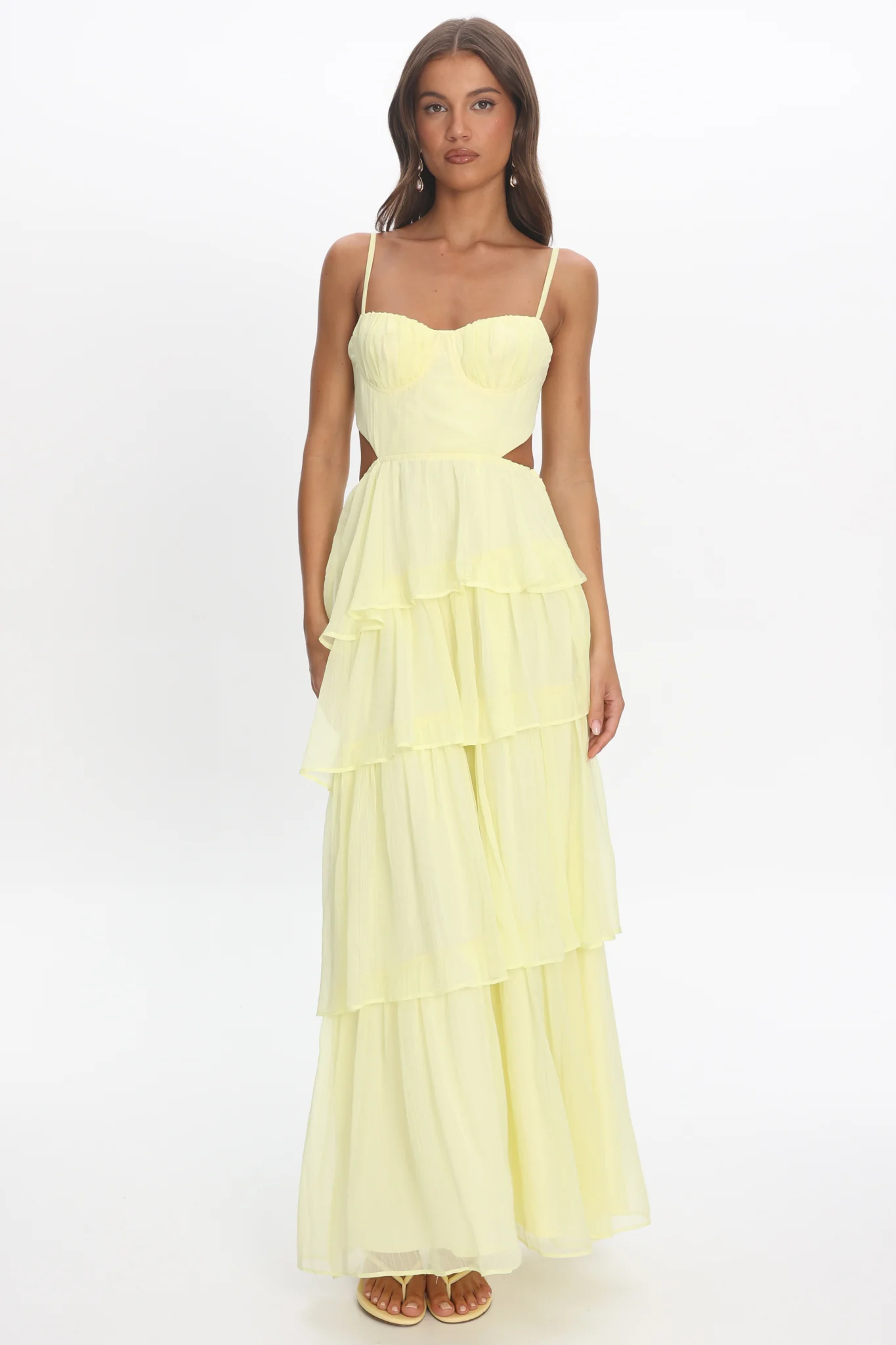 Vianne Tiered Cut-Out Maxi Dress Butter