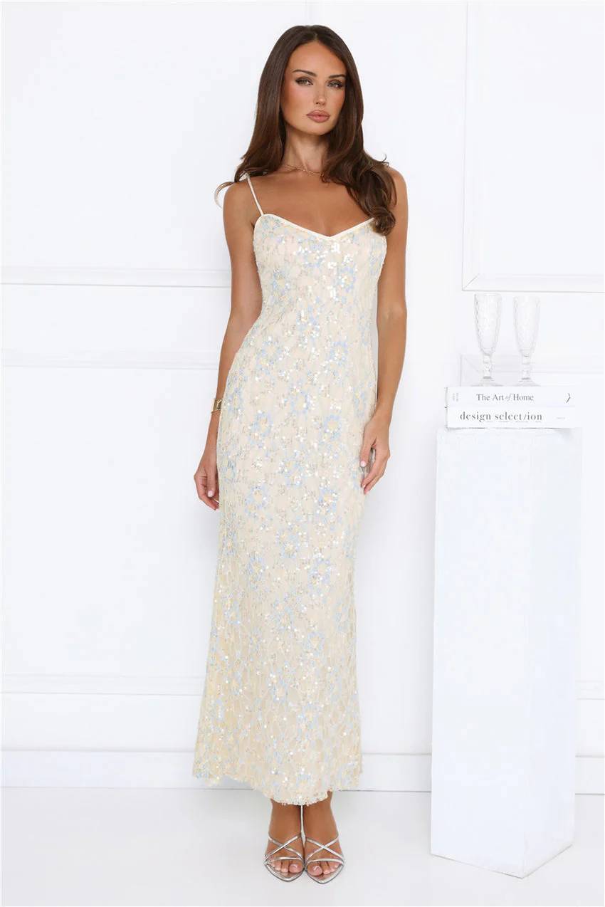 She's Always Right Lace Maxi Dress Yellow
