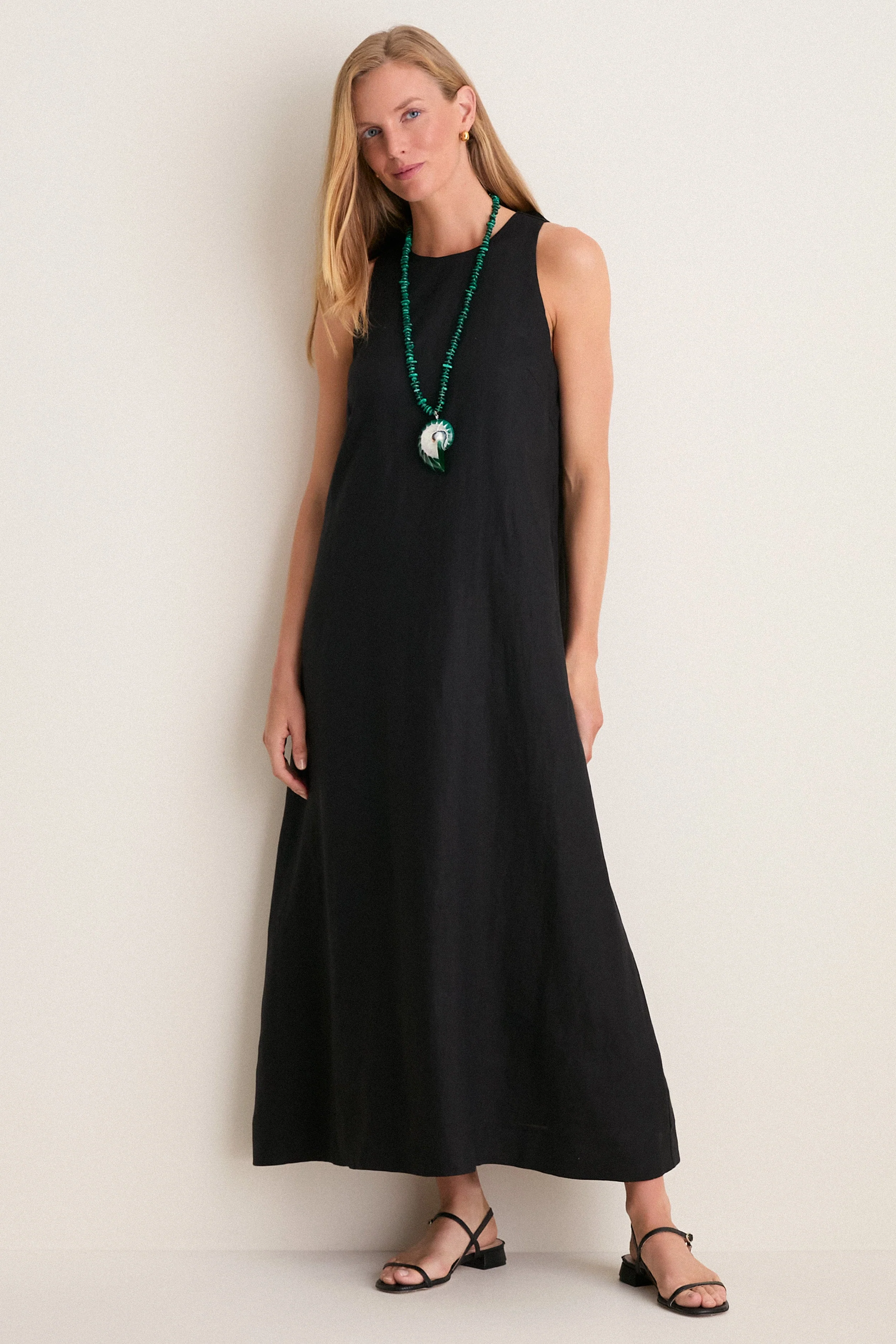 Black Linen Portia Dress