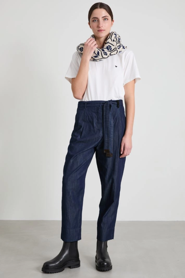 Lightweight denim trousers - BLUE