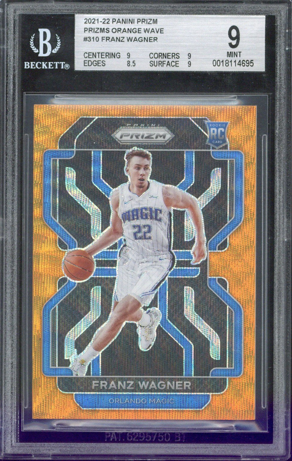 2021-22 Panini Prizm Franz Wagner RC Orange Wave /60 #310 BGS 9