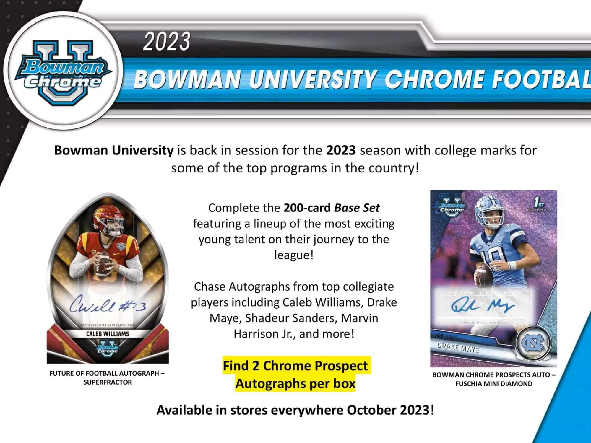 2023 Bowman Chrome University Football NCAA Hobby Box