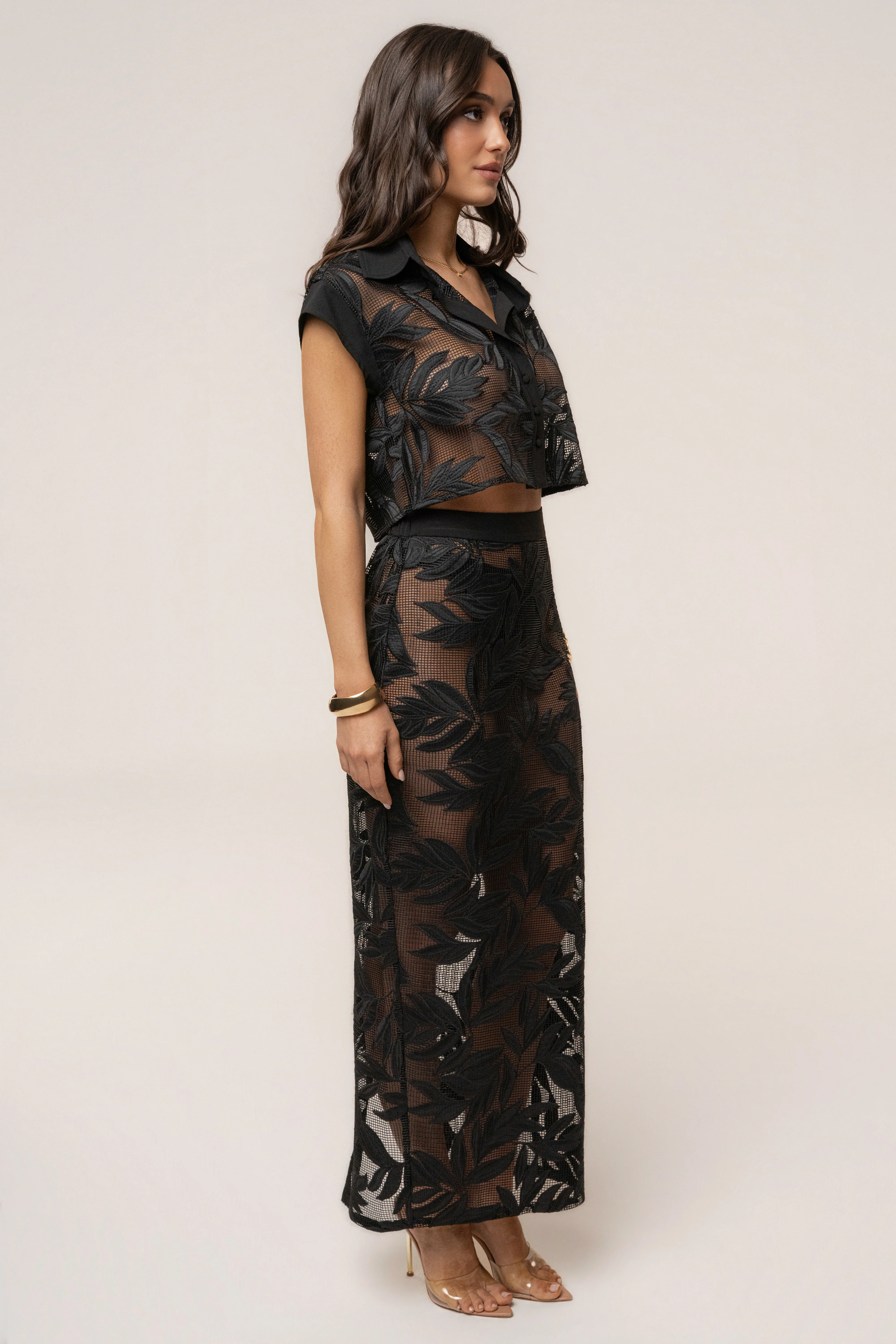 Black Bali Nights Embroidered  Skirt