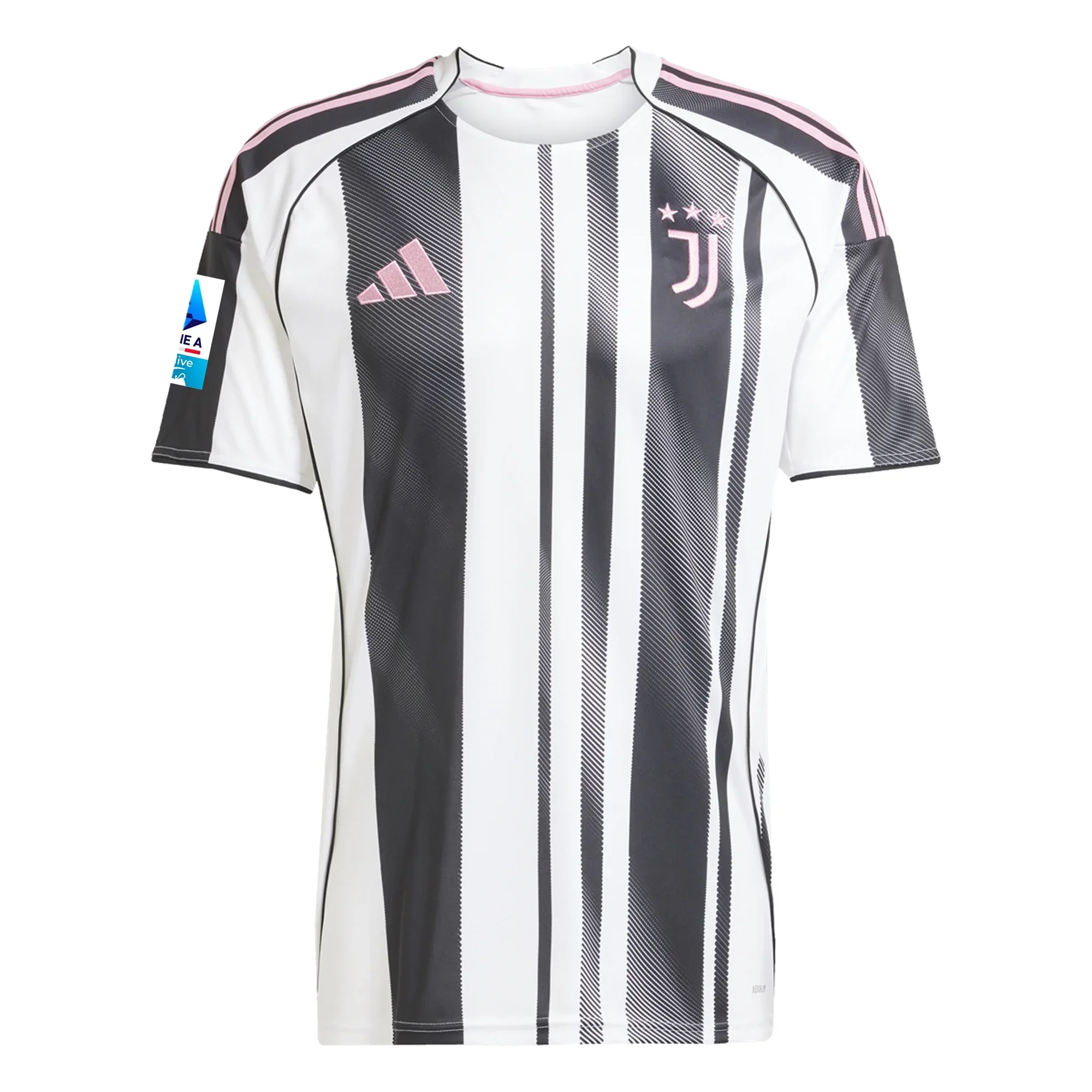Men's Juventus Yildiz Home Jersey w/ Serie A Patch 25/26 (White/Black/Pink)