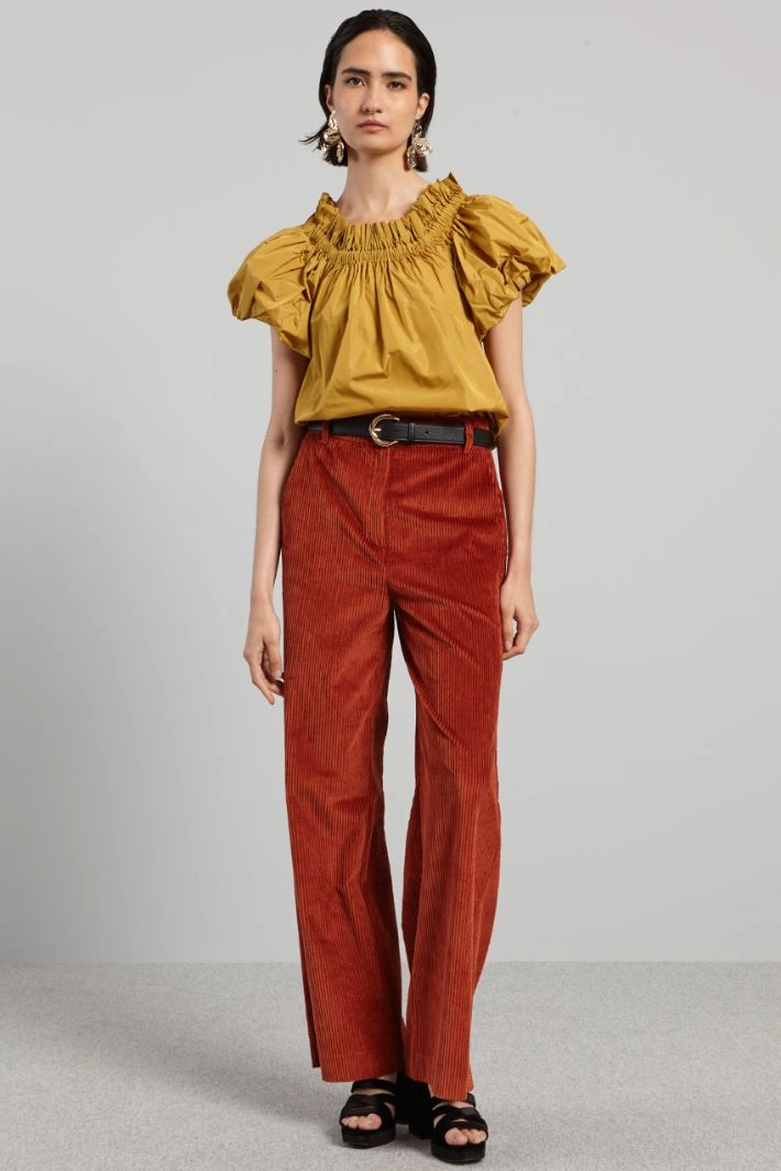 Balloon-fit taffeta shirt - MUSTARD