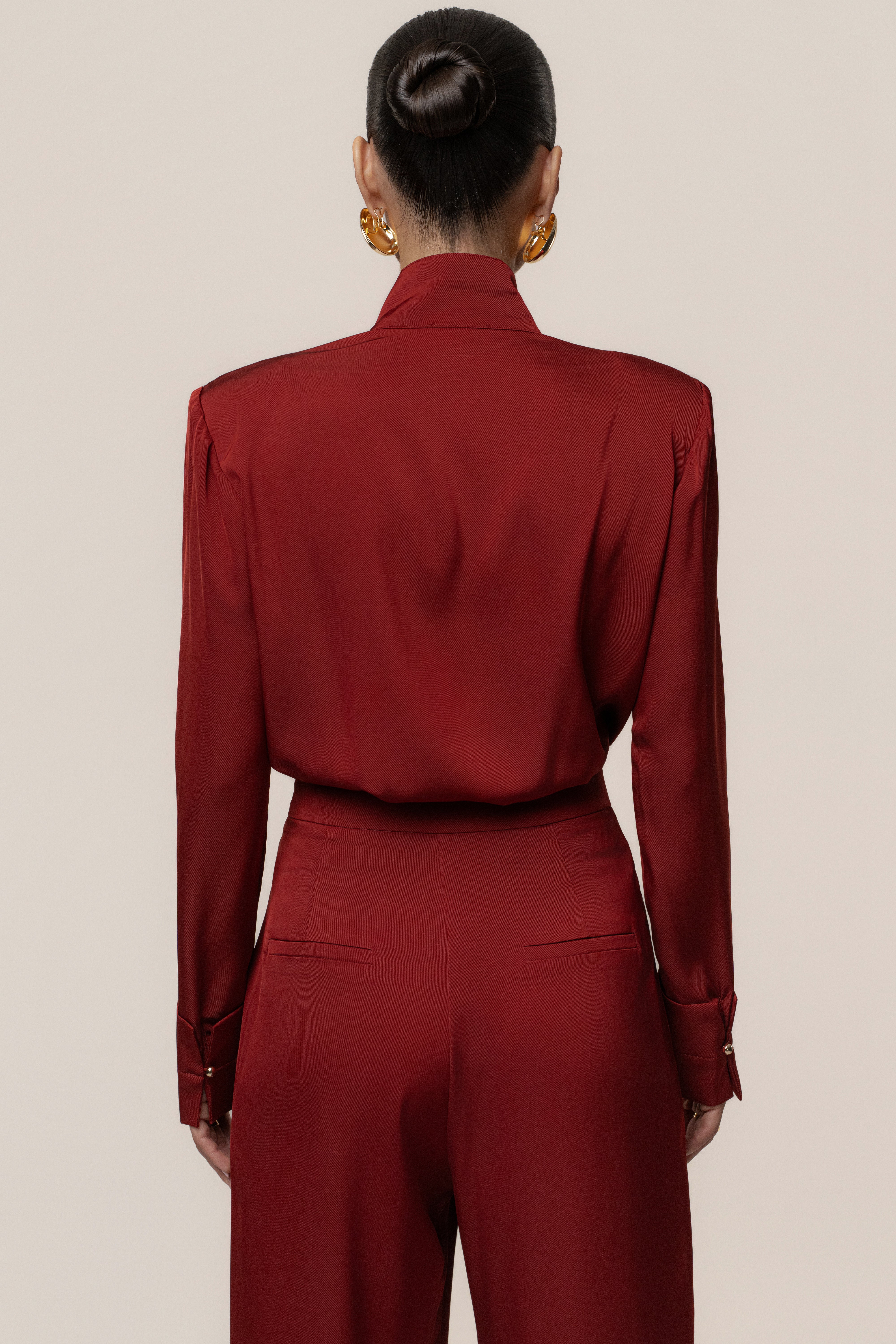 Burgundy Visionary Pleated Bodysuit