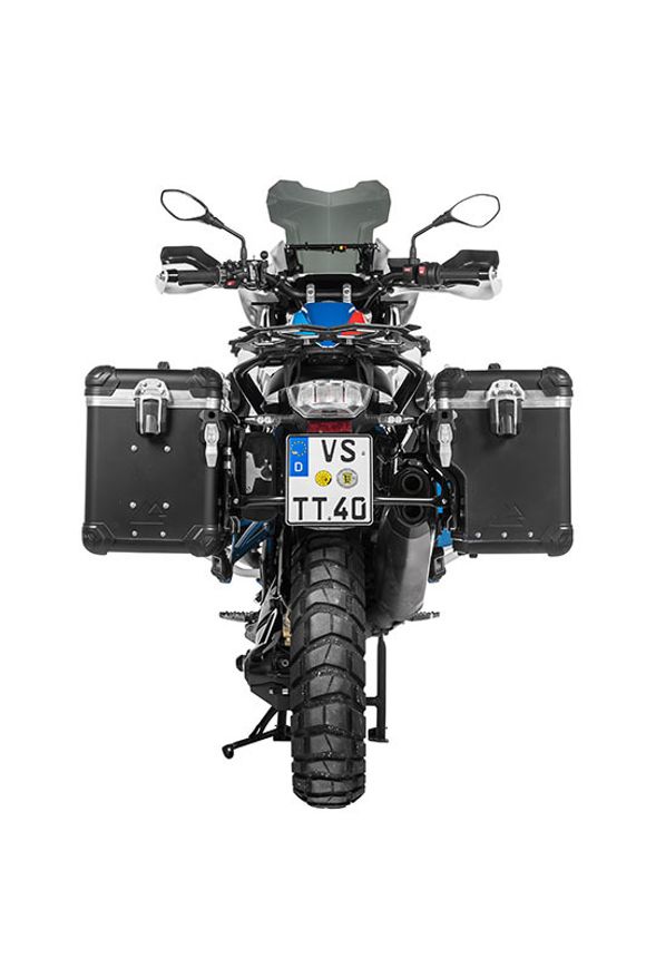 Touratech ZEGA Evo X suitcase With 45/45 offset - Black support included - Black anodizedRef: Trt01452A / 01-045-6877-0
