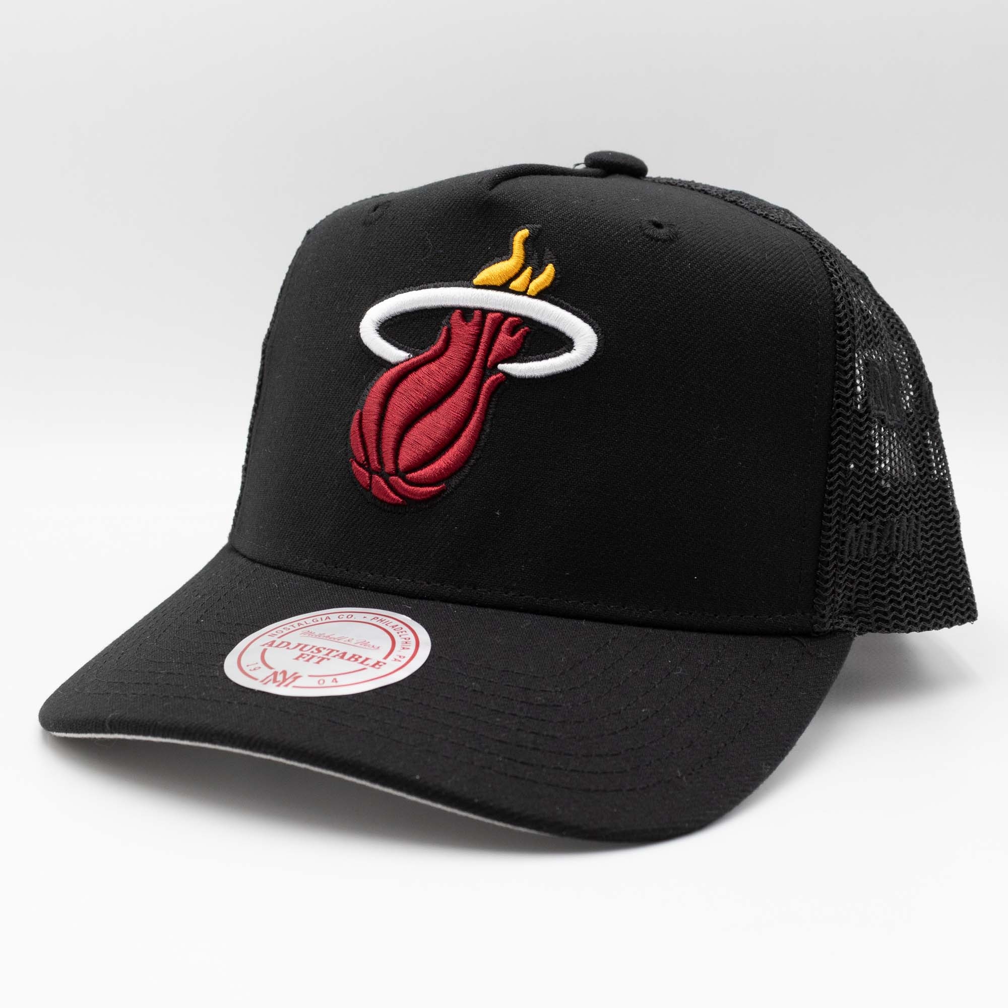 Miami Heat Mitchell & Ness Monogram NBA Trucker Cap Black