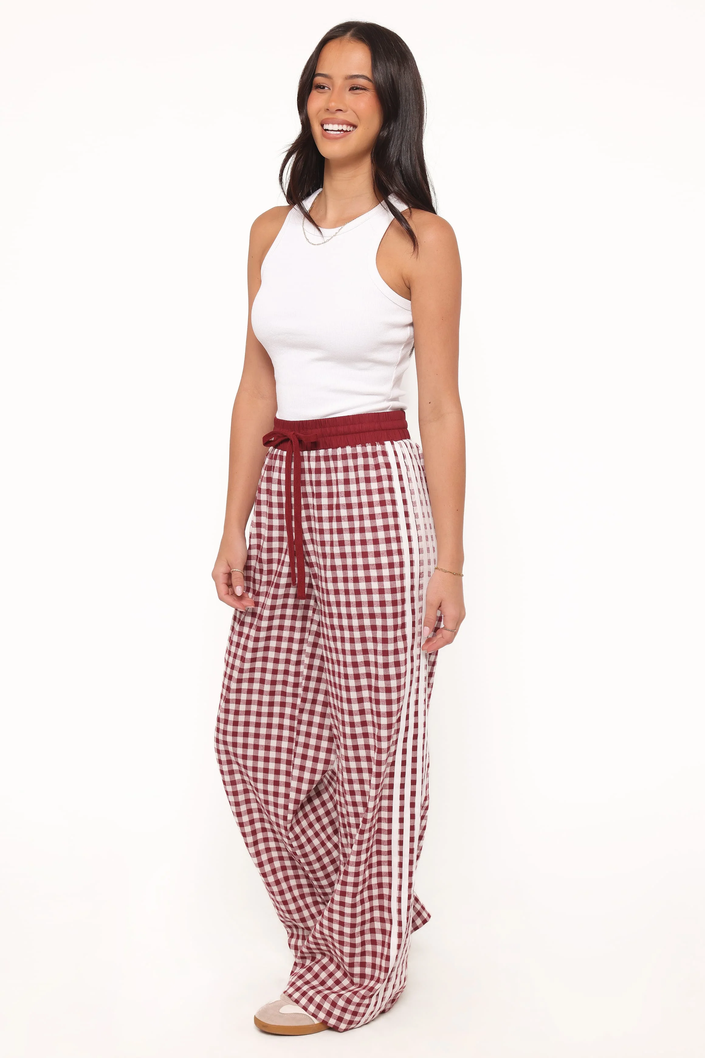 Lawson Track Pants - Burgundy Gingham