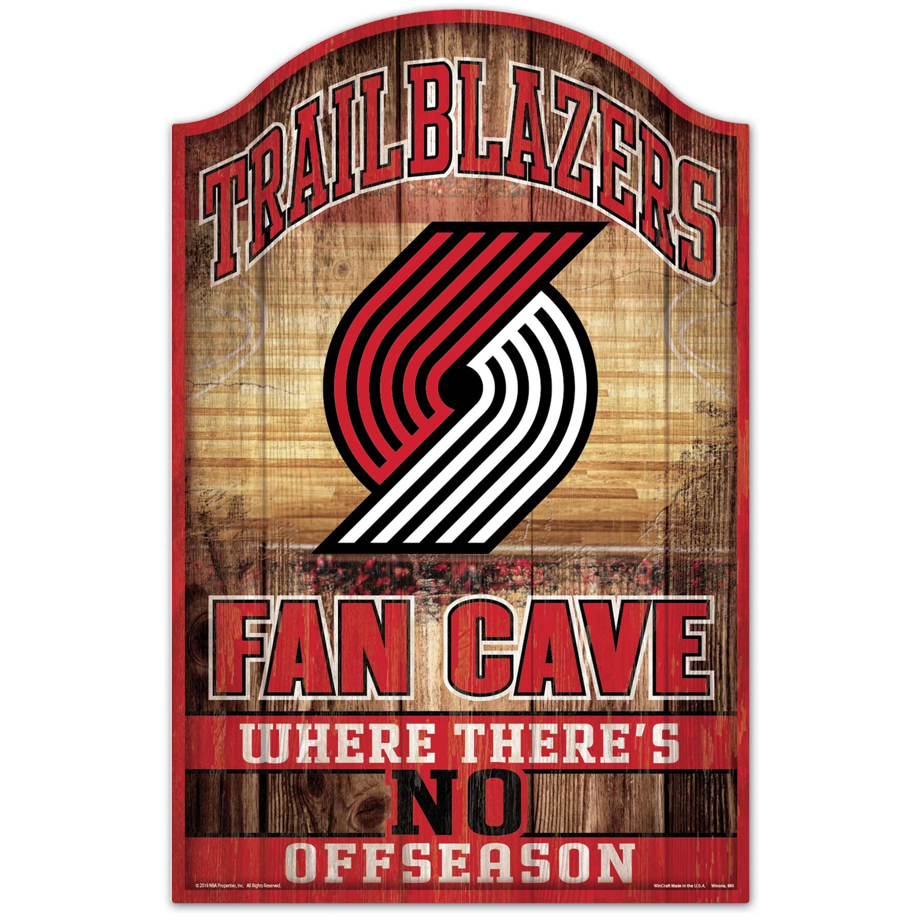 Portland Trail Blazers WinCraft NBA Fan Cave Wood Sign