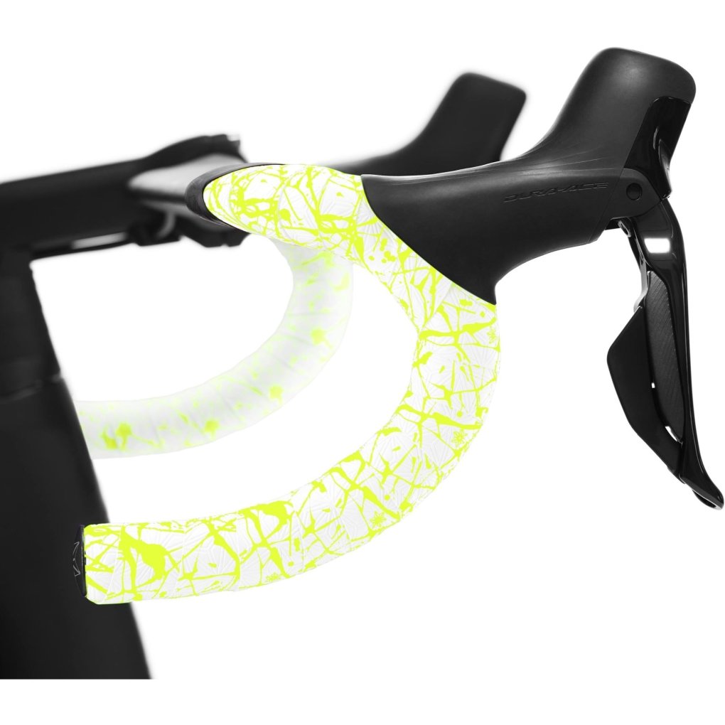 Supacaz Super Sticky Kush Splat Limited Handlebar Tape - White / Neon Yellow