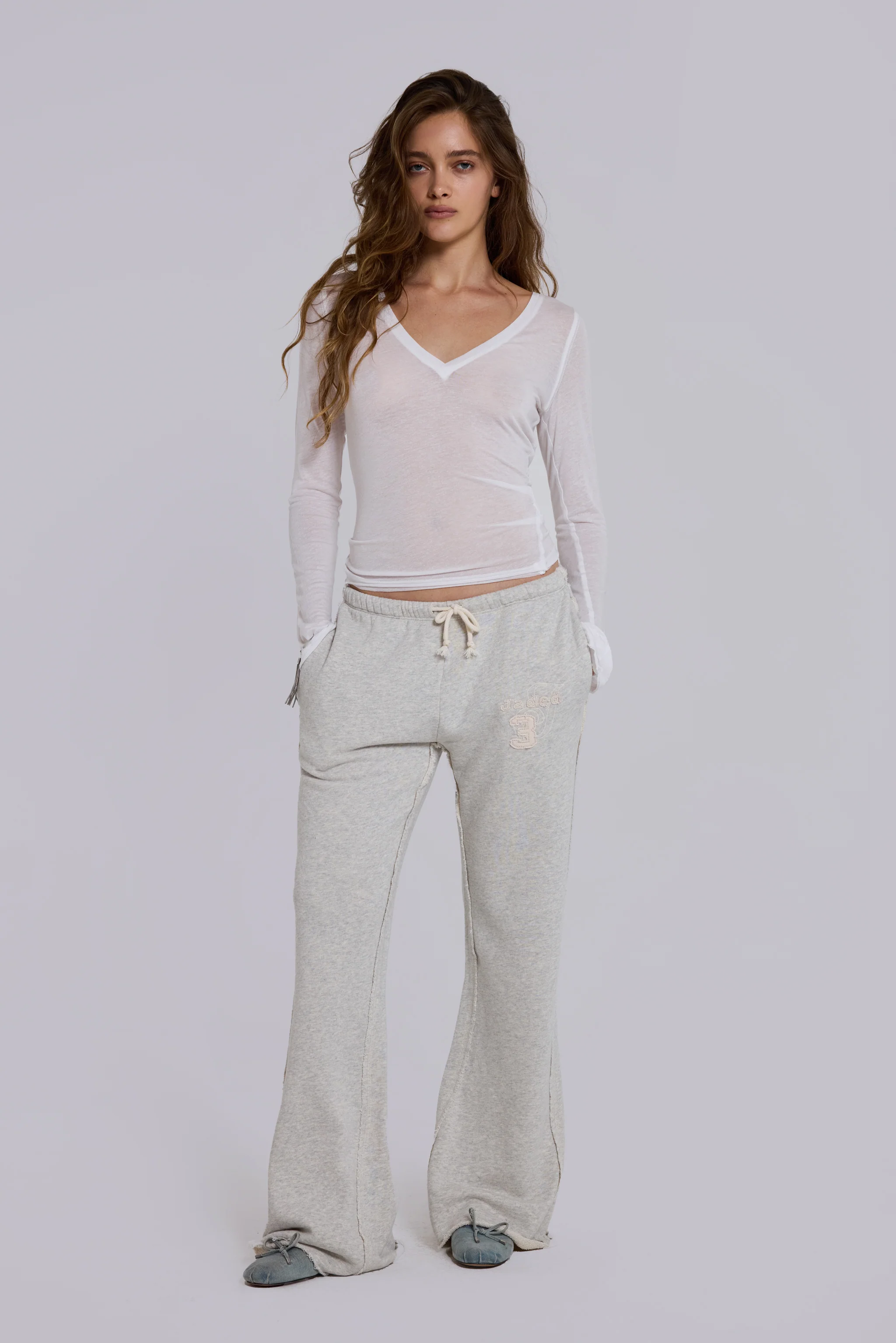 White Mist V Neck Top