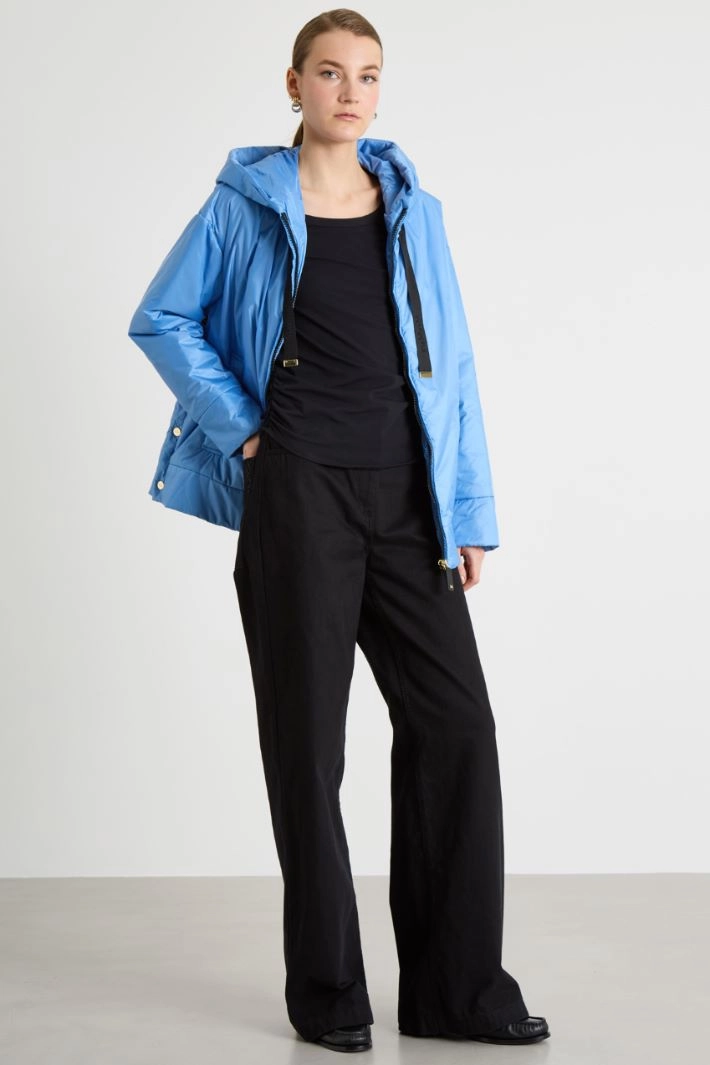 Short Hooded Padded Jacket - LIGHT BLUE