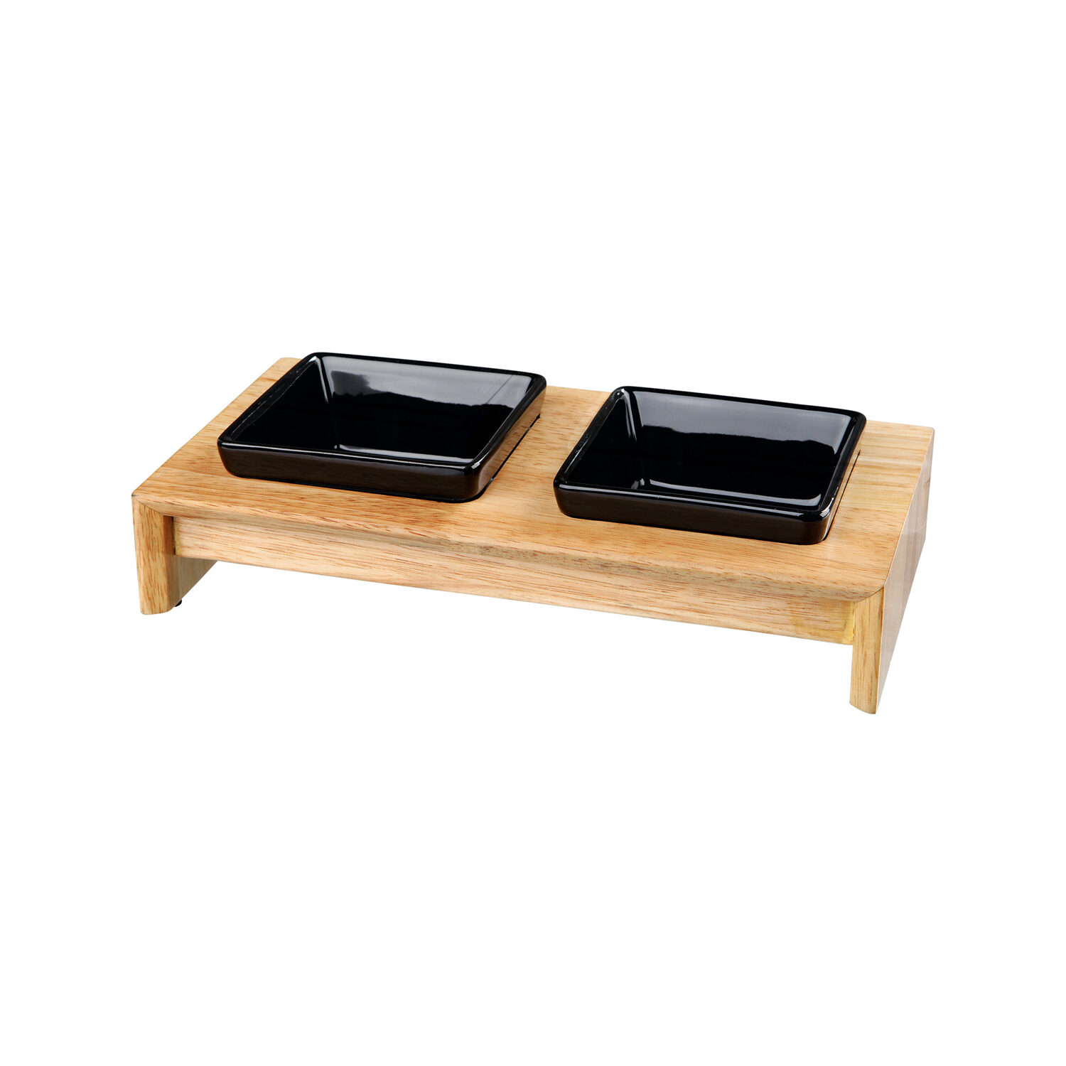 Trixie Feed-Water Bowl Set - Ceramic - Wood - 0.2 L - 28 x 15 x 5 cm