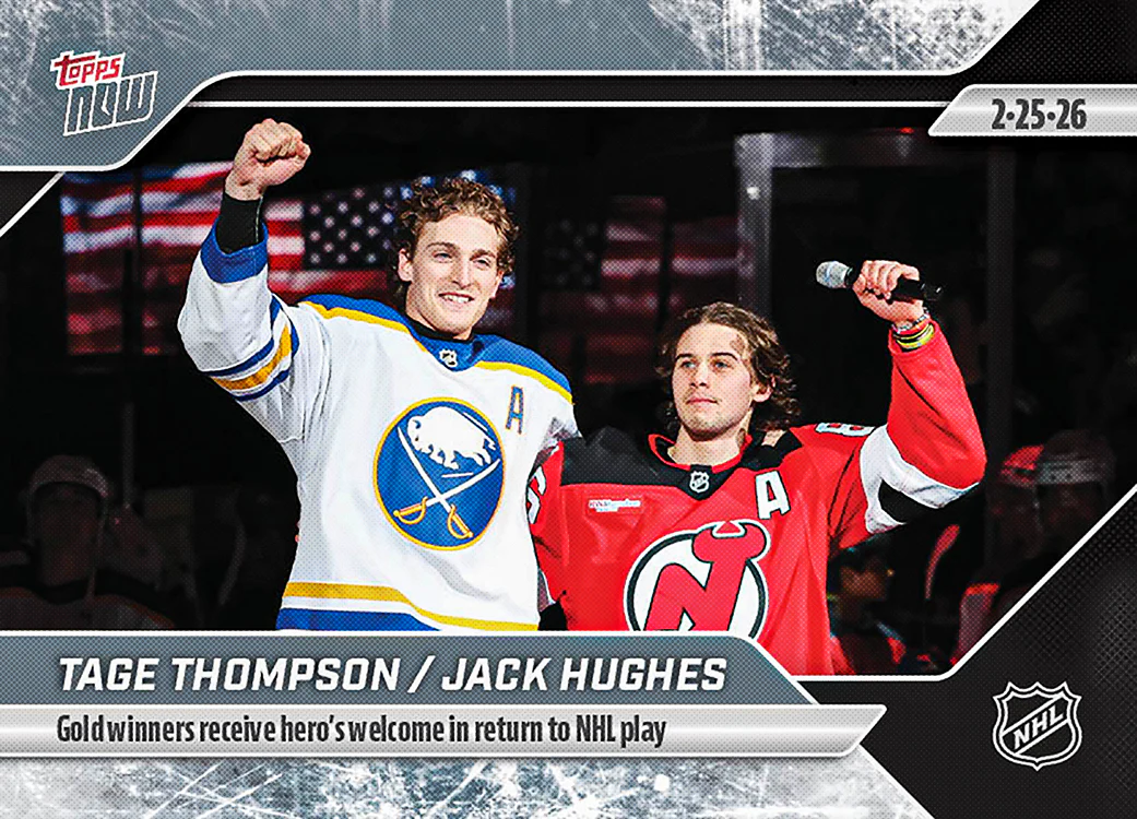 Tage Thompson / Jack Hughes - 2025-26 NHL Topps NOW® - Sticker # 109 - PR: 1040 Pack