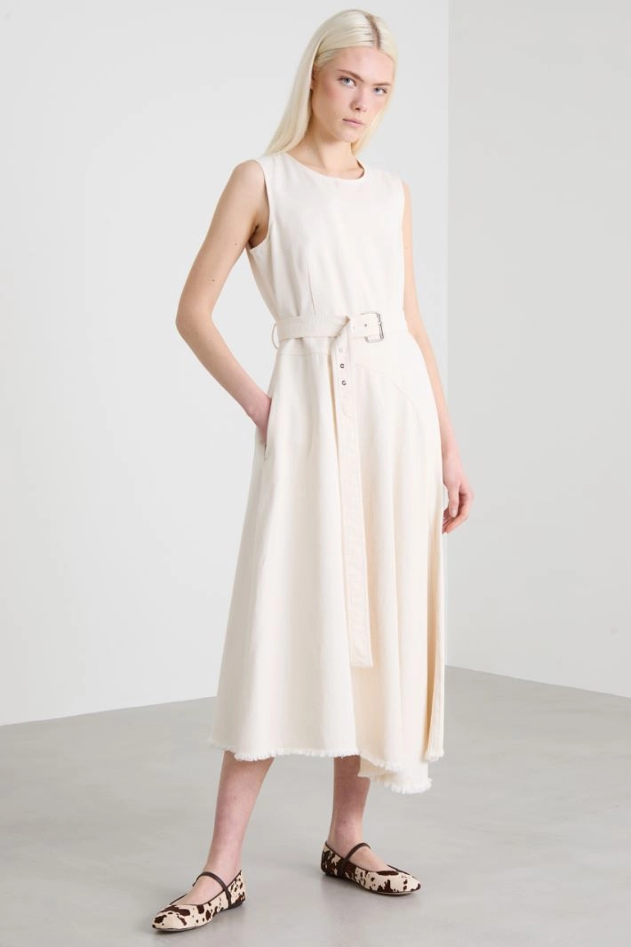 Cotton bull denim dress - CREAM