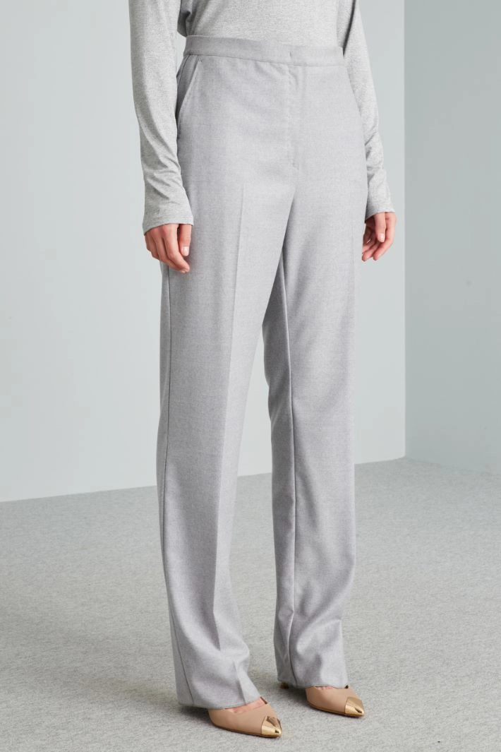 Straight flannel trousers - LIGHT GREY