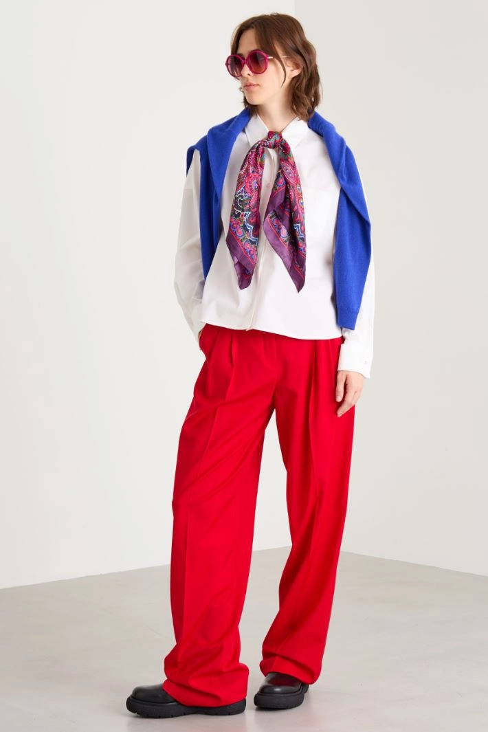 Boxy poplin shirt - WHITE