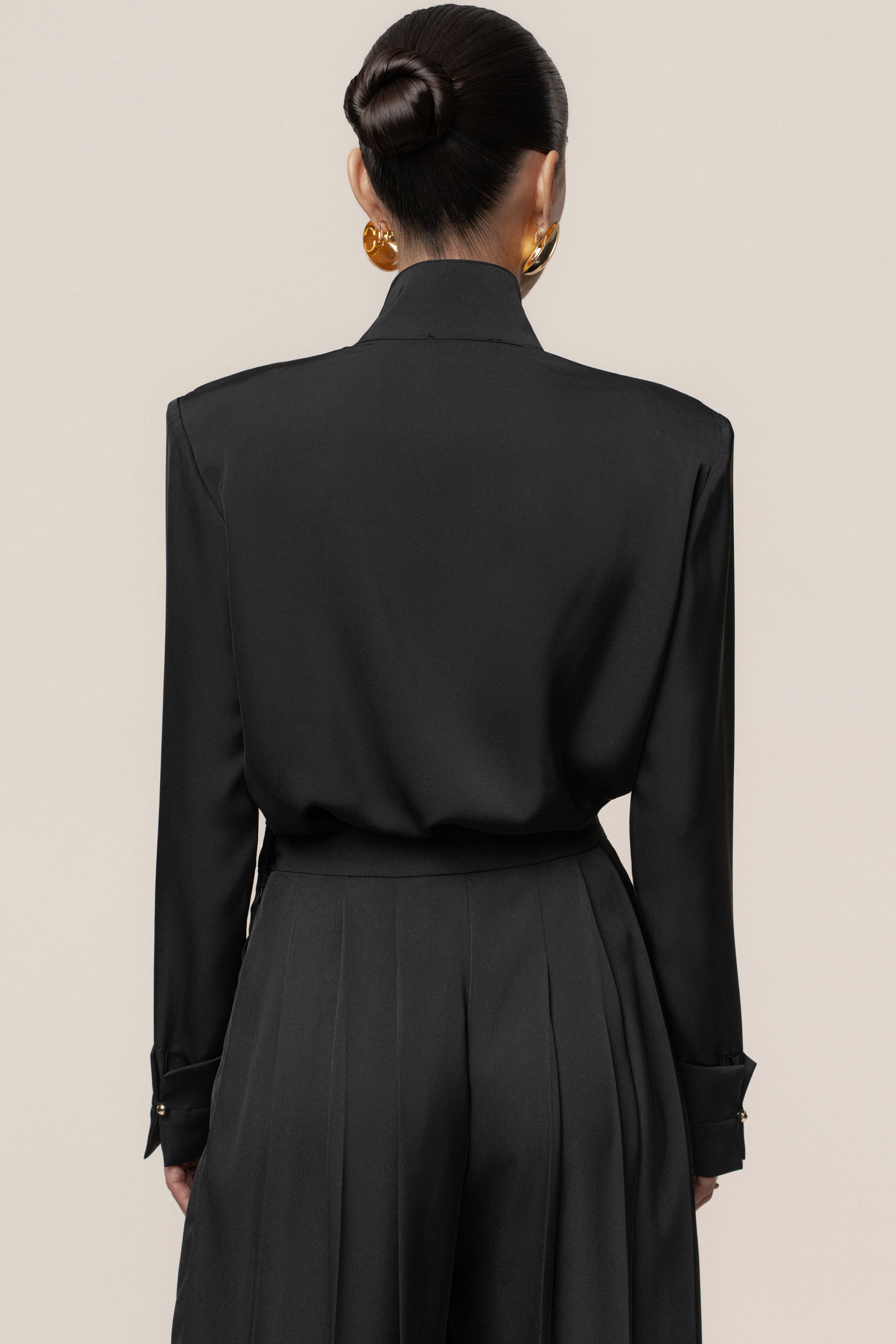 Black Visionary Pleated Bodysuit