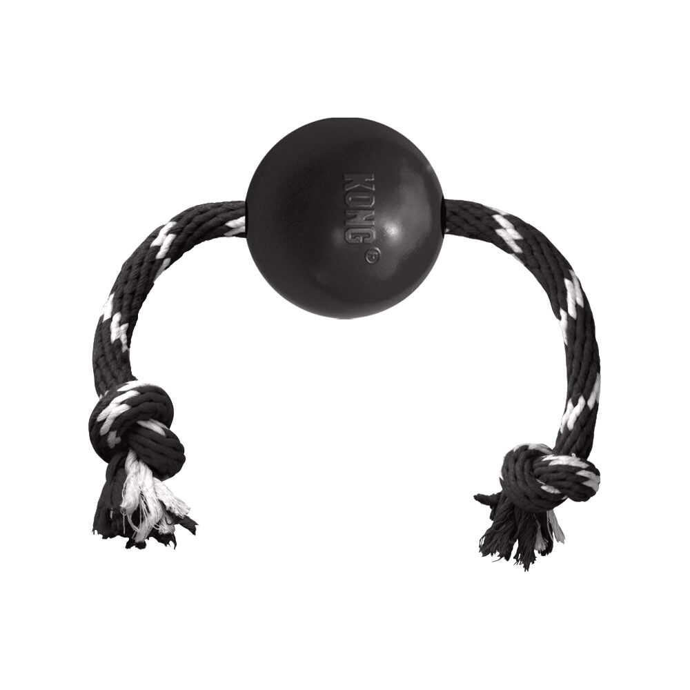 KONG Extreme Ball with Rope - Large - Black/White