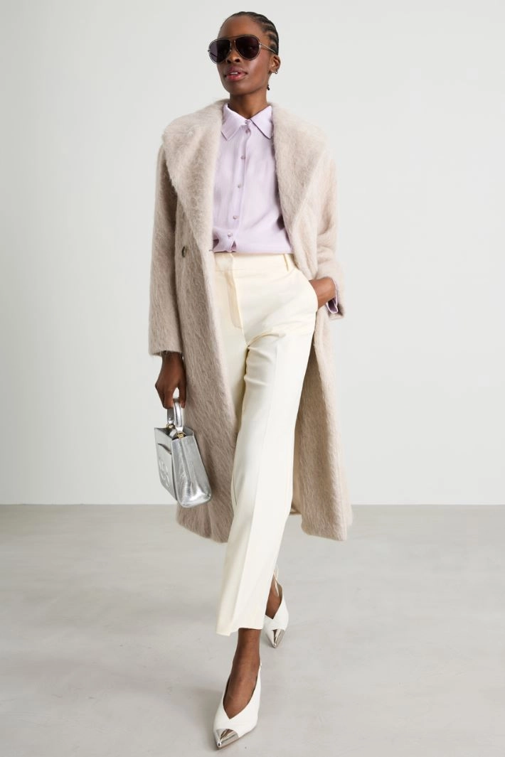 Coat in soft and warm fabric - SAND