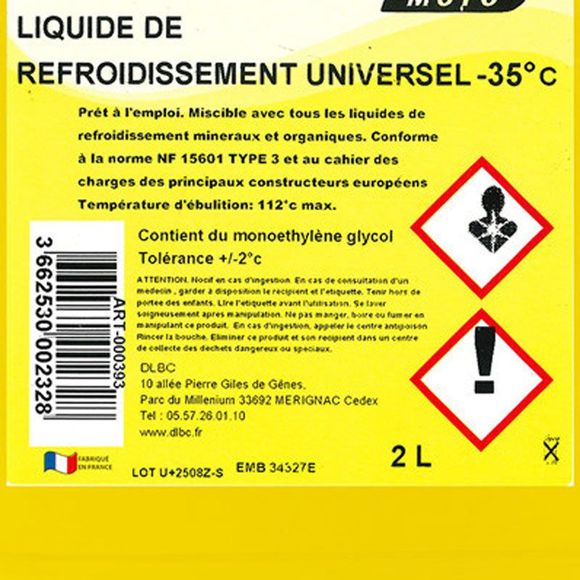 Liquide de refroidissement Technilub LR 35°C MOTO 2L UniverselRef : TLB0015 / ART-000393