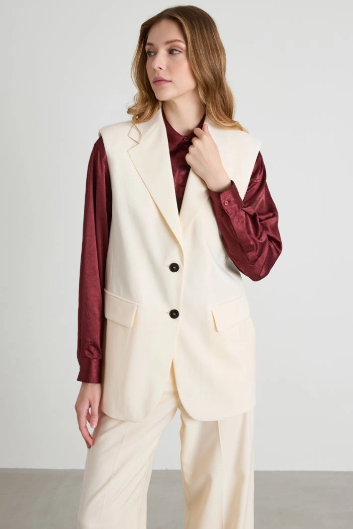 Woollen cloth gilet - IVORY