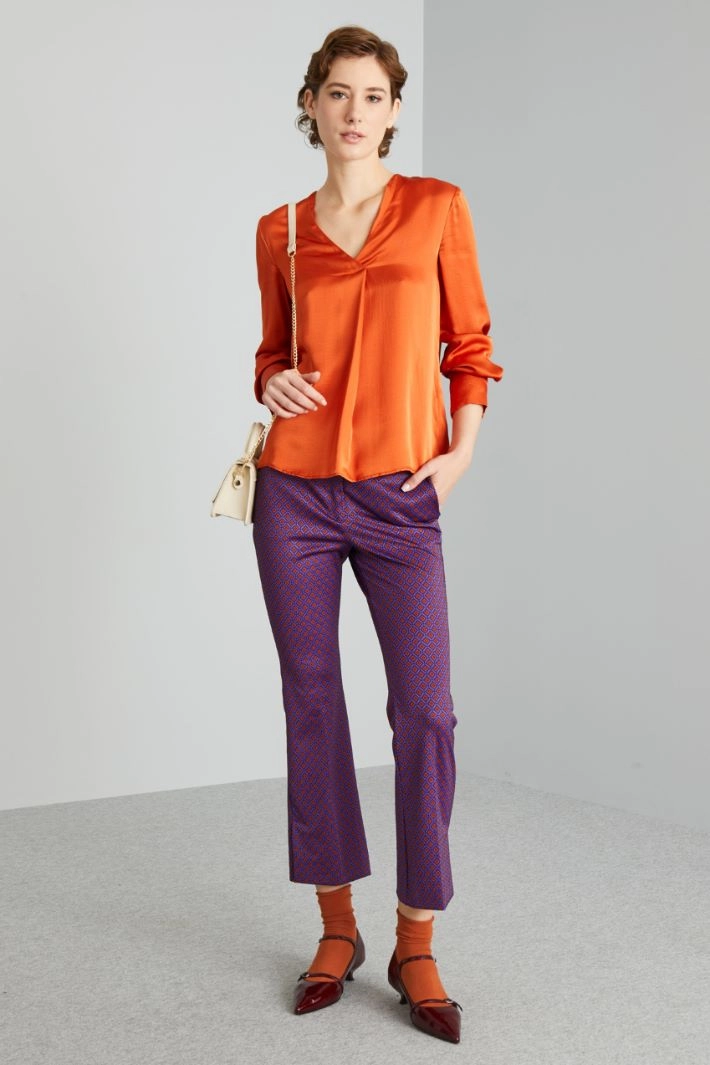 Hammered satin blouse - ORANGE