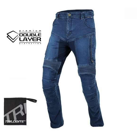 Jean Moto Trilobite PARADO DOUBLELAYER - Slim - BleuRef : TRI0152