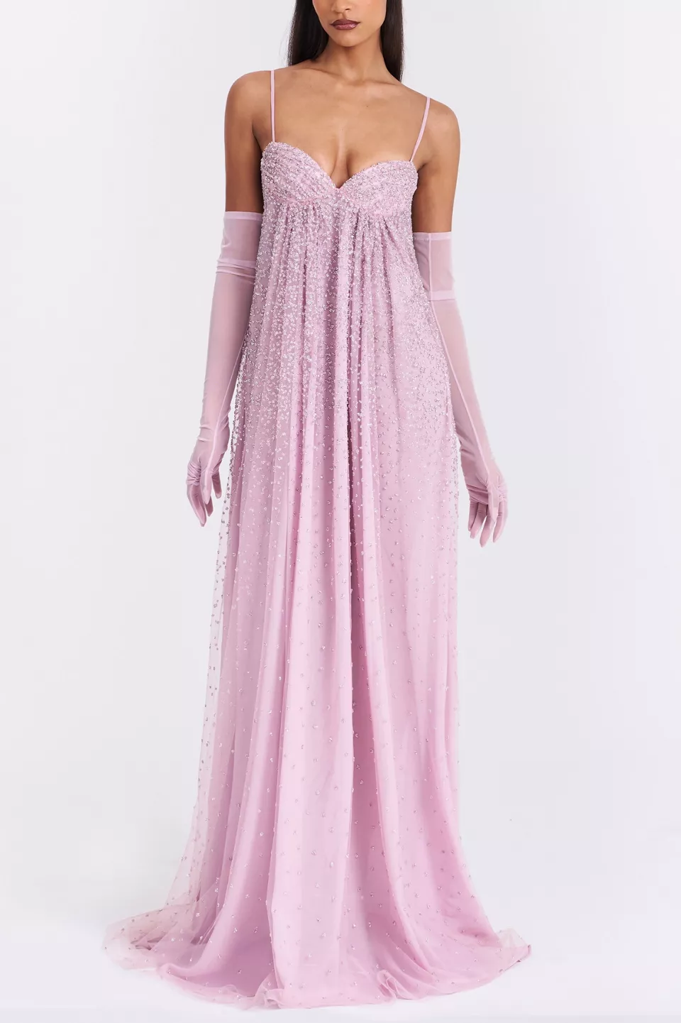Miss Circle Wallie Strappy Rhinestone Embellished Maxi Dress