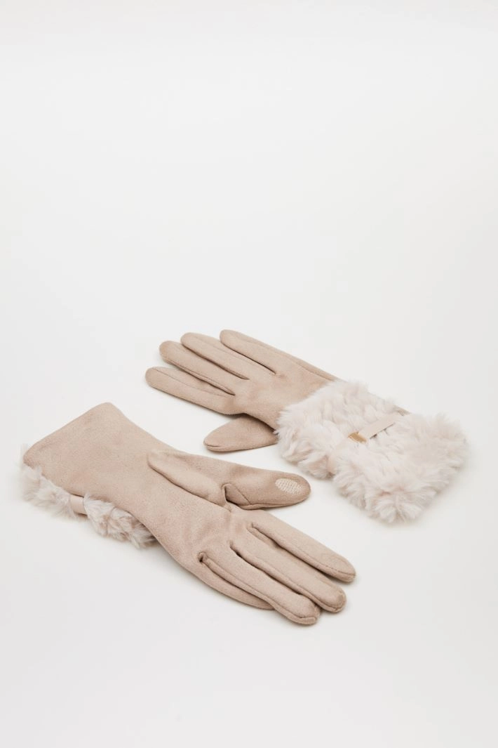 Velvet-effect gloves - SAND