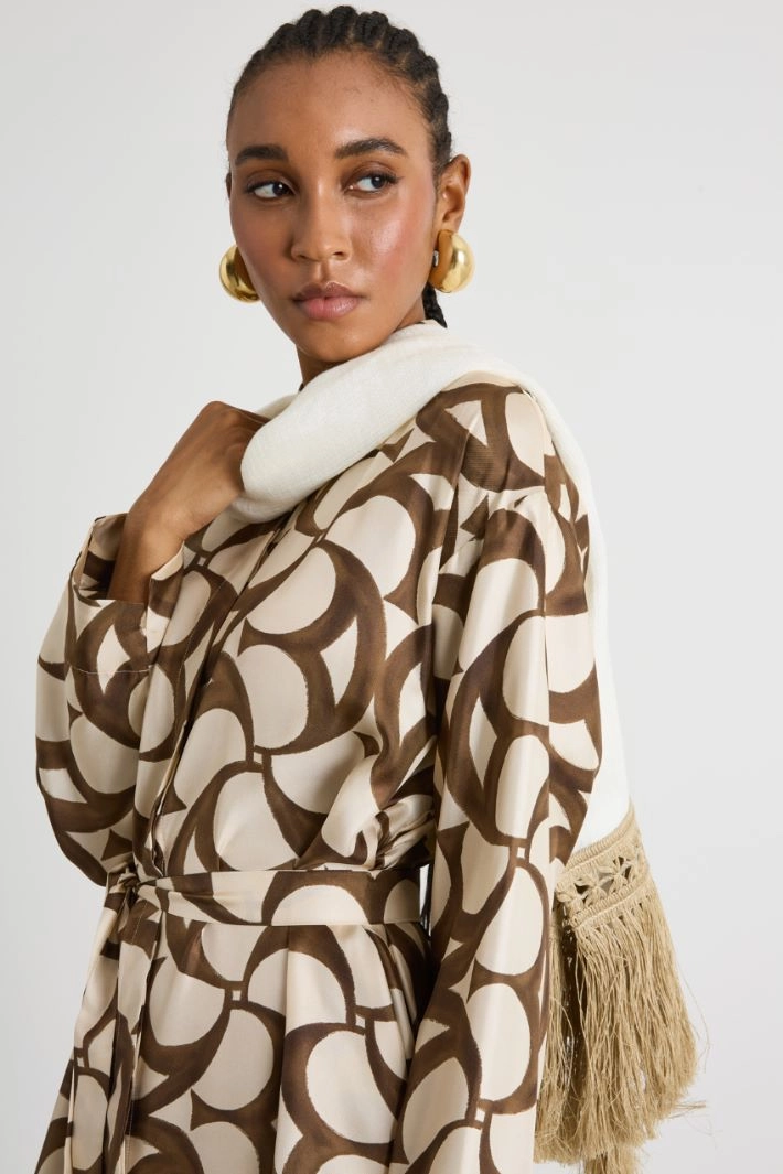 Linen stole - WHITE CAMEL