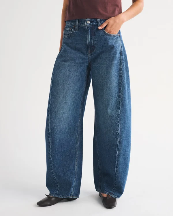 Drapey Rigid High Rise Ultra Barrel Jean - Dark
