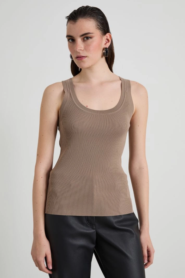 Crepe yarn top - DOVE GREY