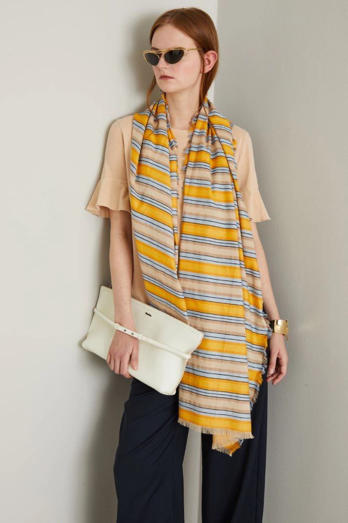 Voile stole - YELLOW LIGHT BLUE