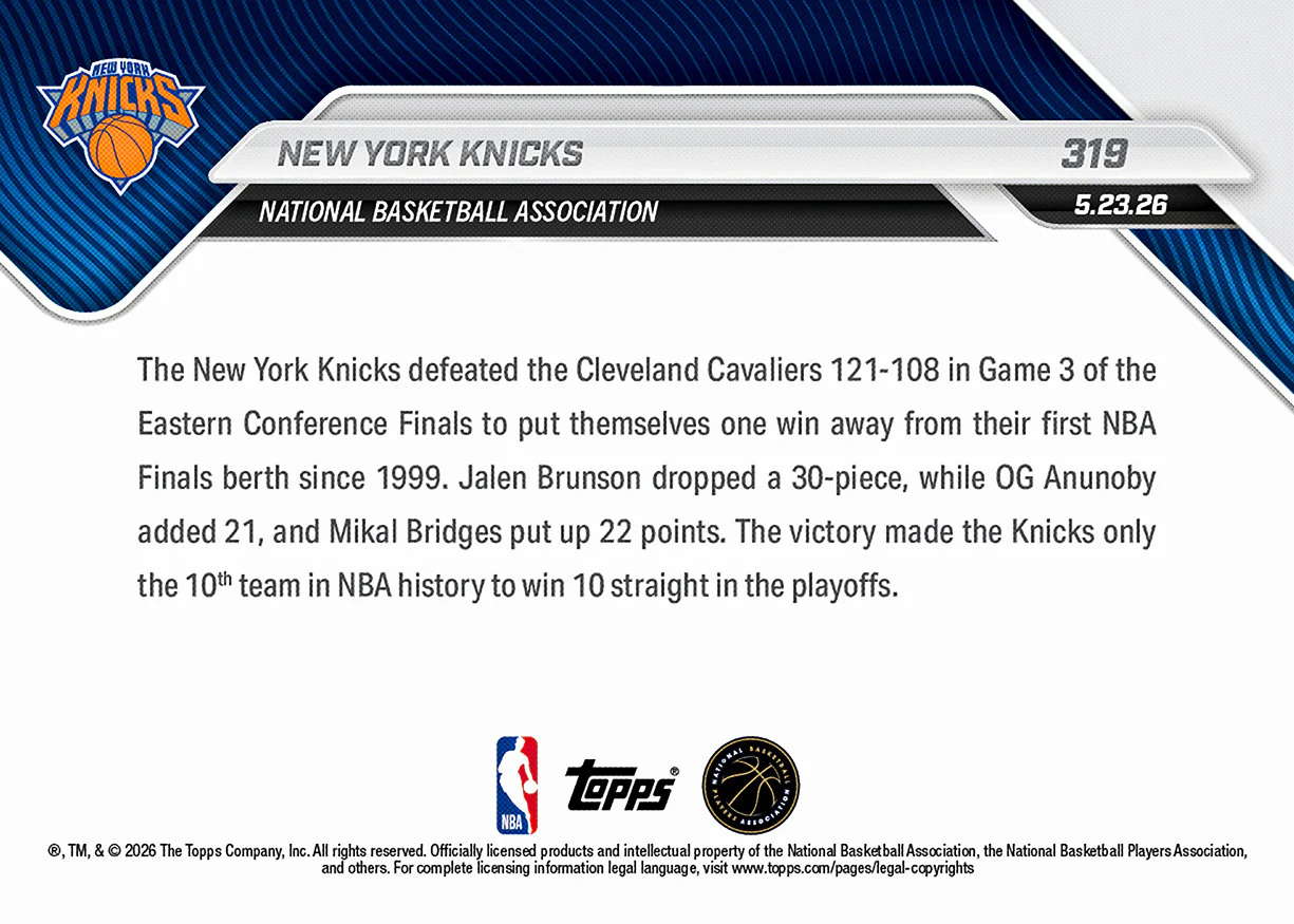 New York Knicks - 2025-26 NBA Topps NOW® - Card 319
