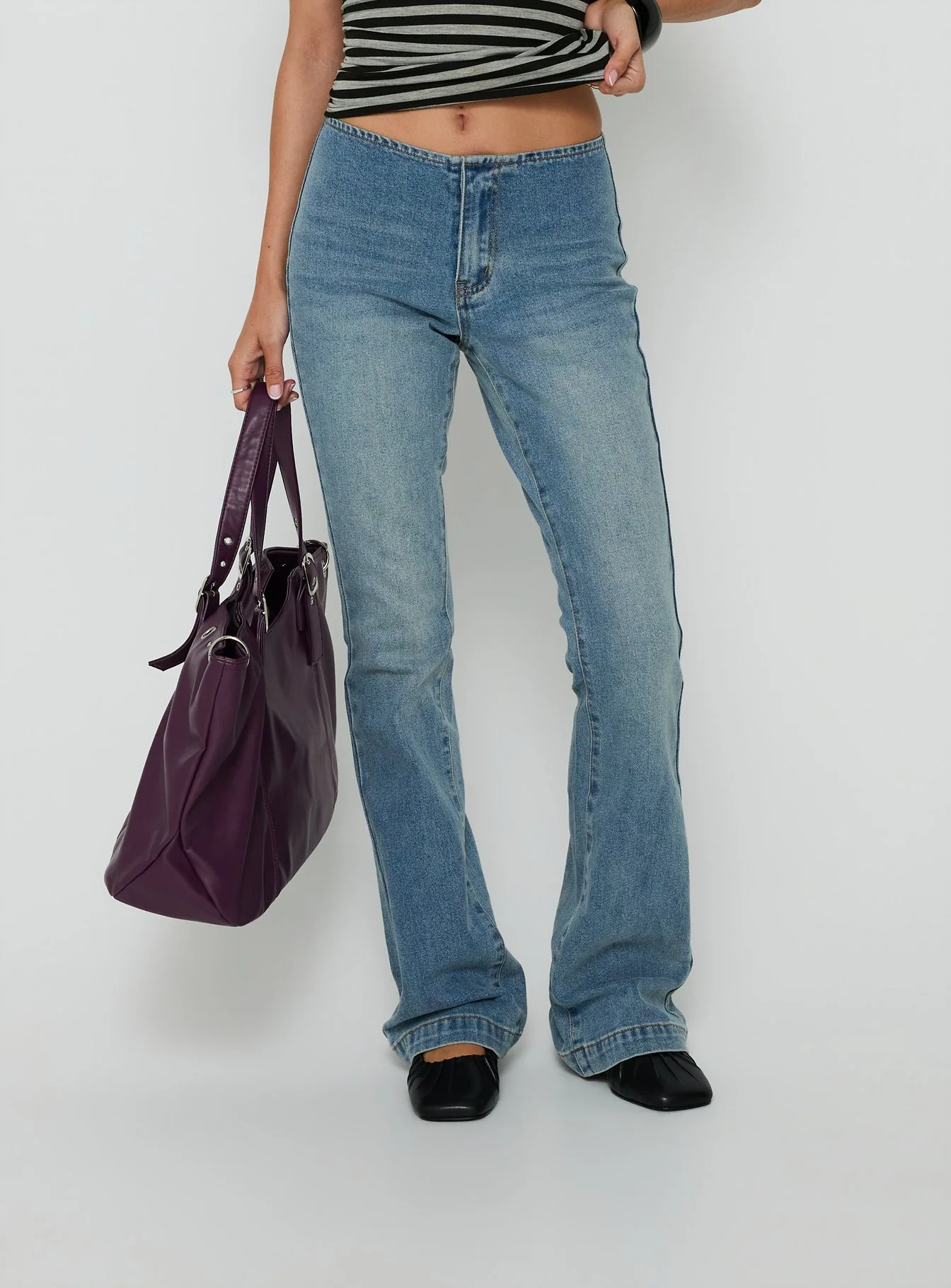 Flow Rider No Waist Low Rise Bootleg Jean Vintage Blue Wash