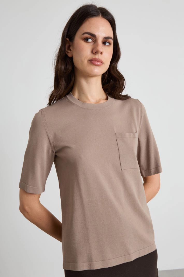 Viscose sweater with pocket - DOVE GREY