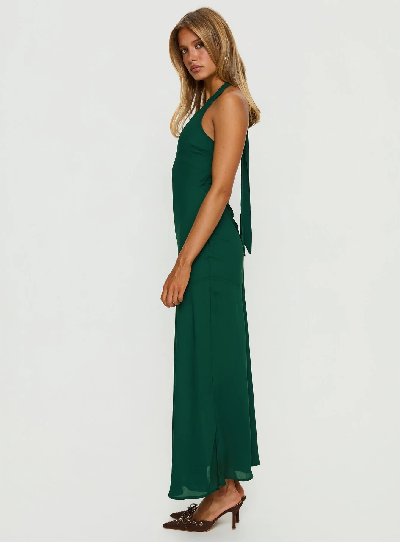 Luannie Halter Scarf Tie Maxi Dress Emerald