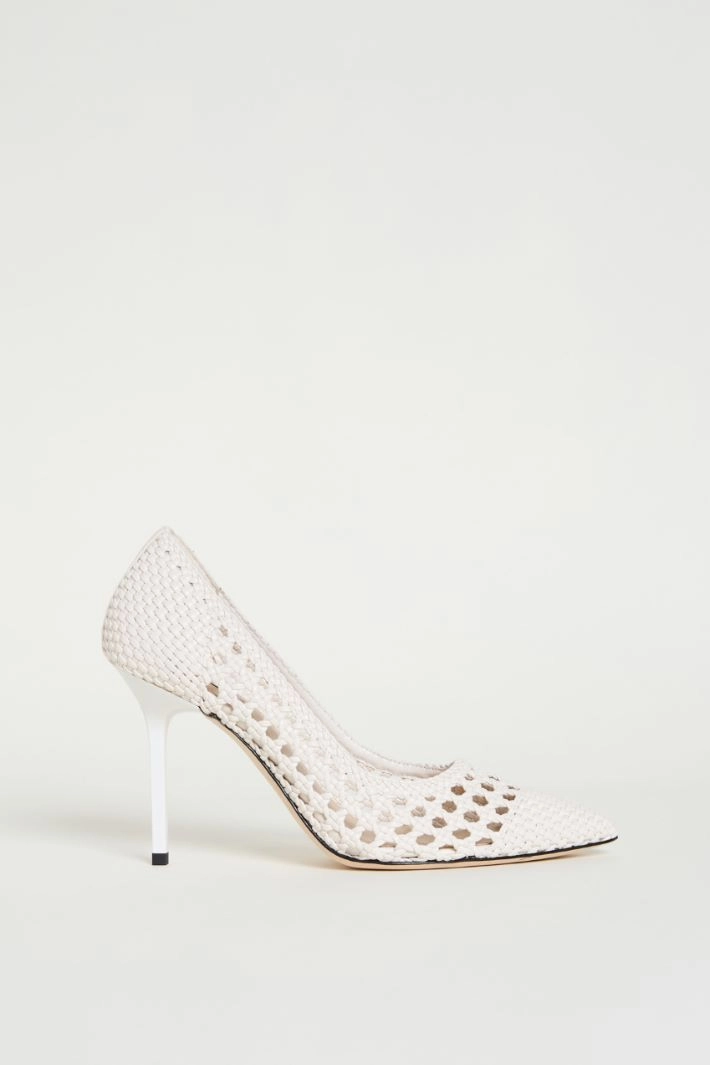 Woven coated-fabric court shoes - WHITE