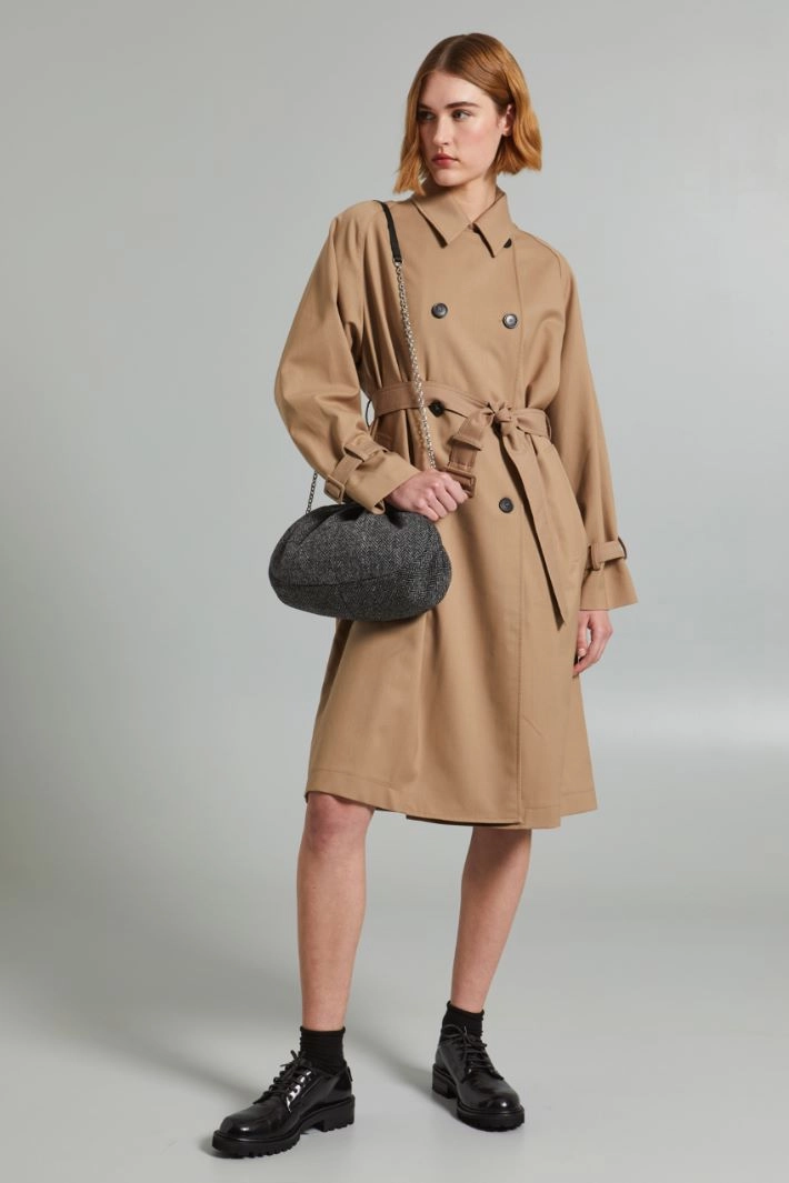 Water-resistant double-breasted trench coat - CAMEL