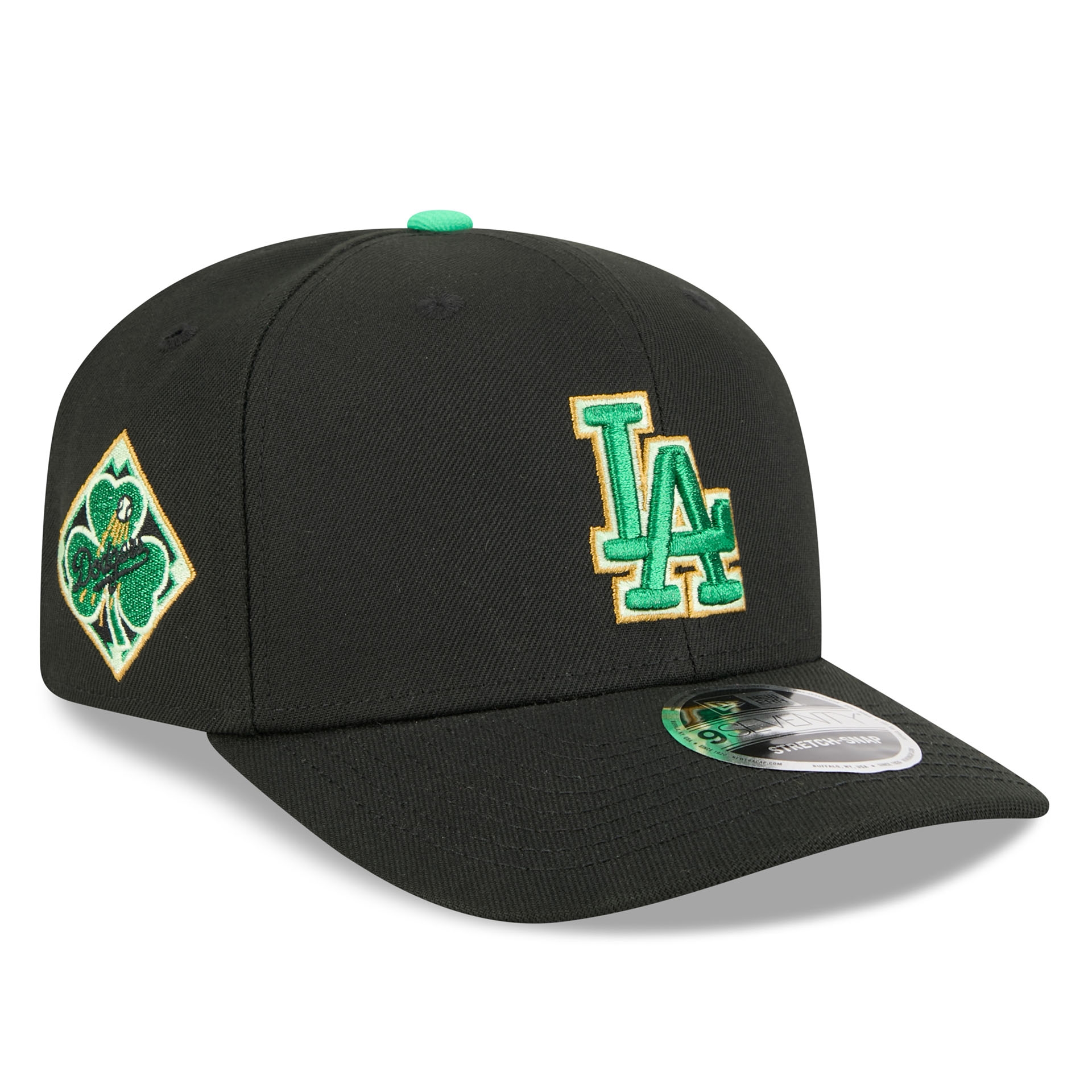 Los Angeles Dodgers 2026 St. Patrick's Day 9SEVENTY Stretch-Snap MLB Cap Black