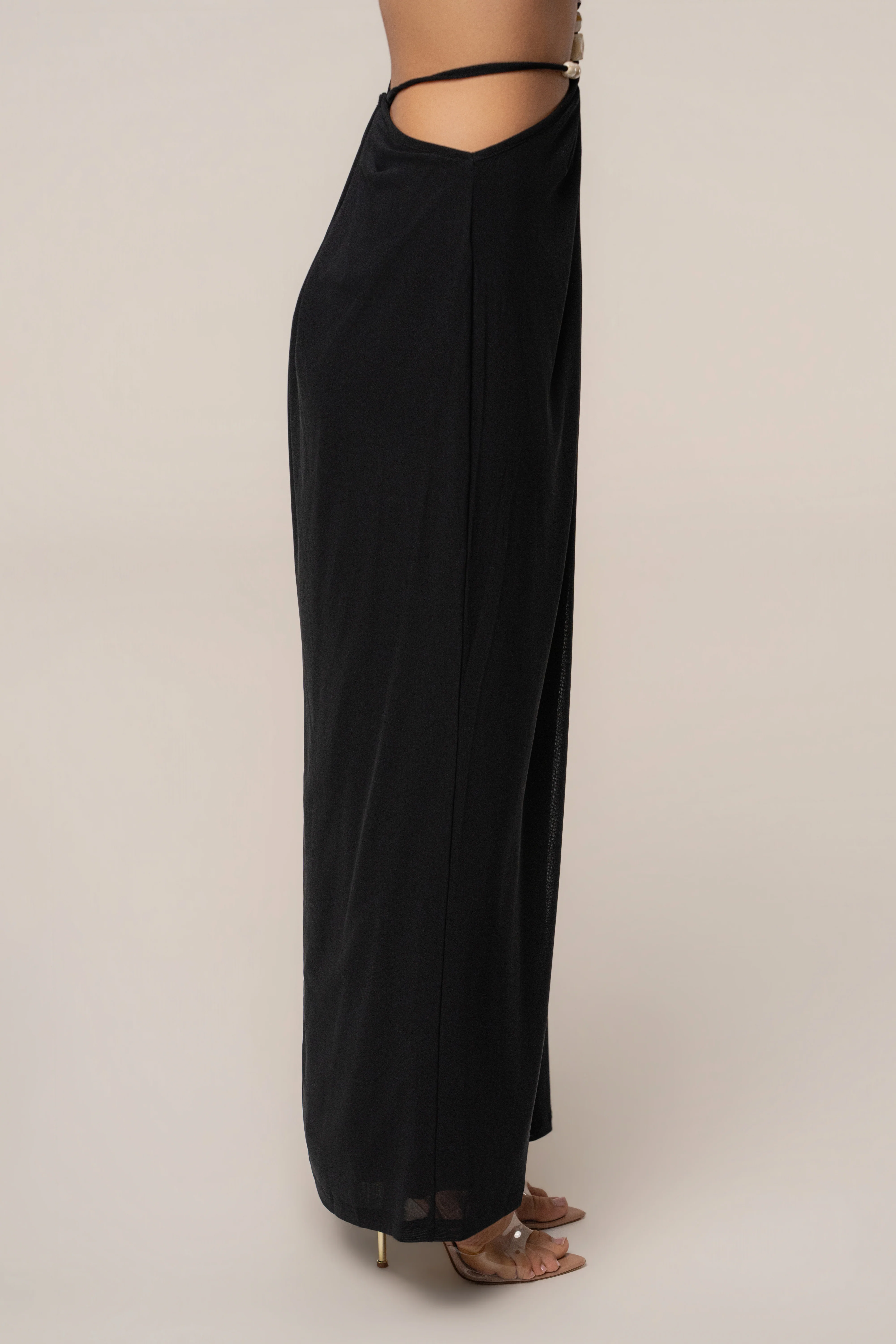 Black Hera Draped Maxi Skirt