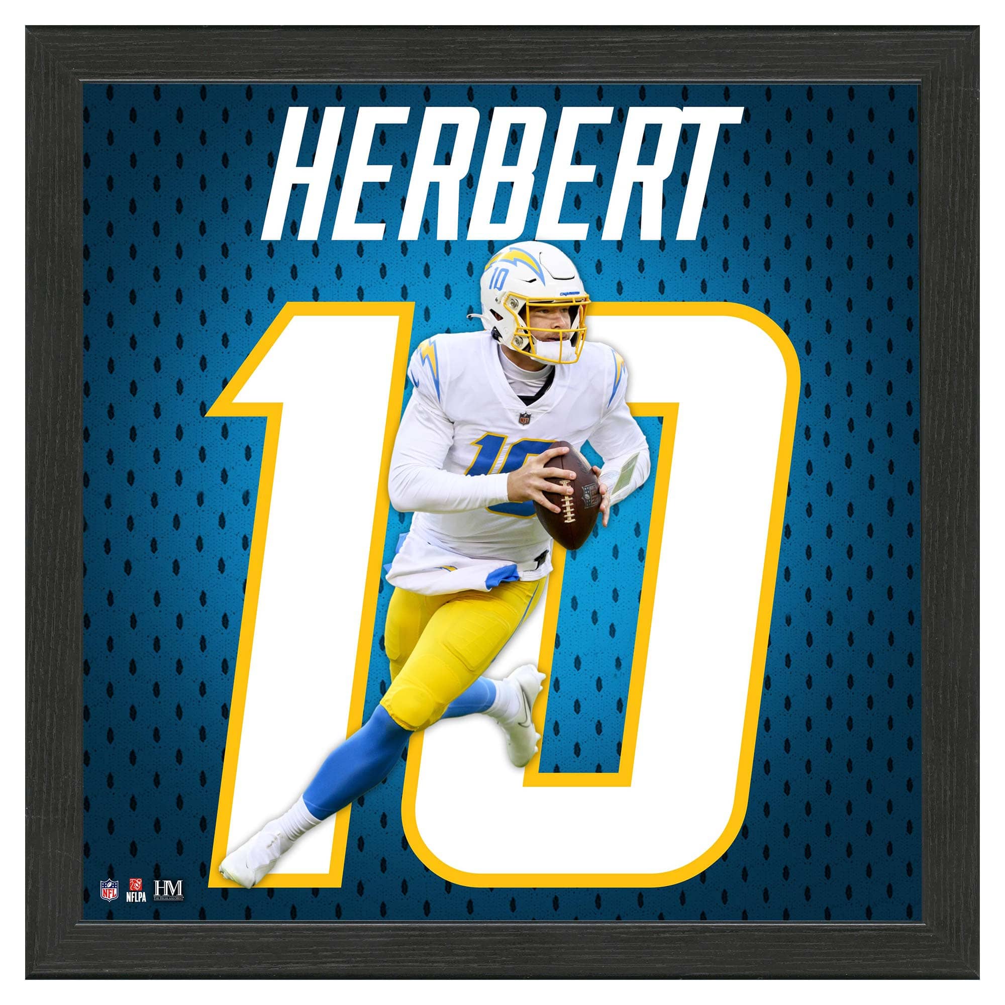 Justin Herbert #10 Los Angeles Chargers Impact Jersey Framed NFL Photo