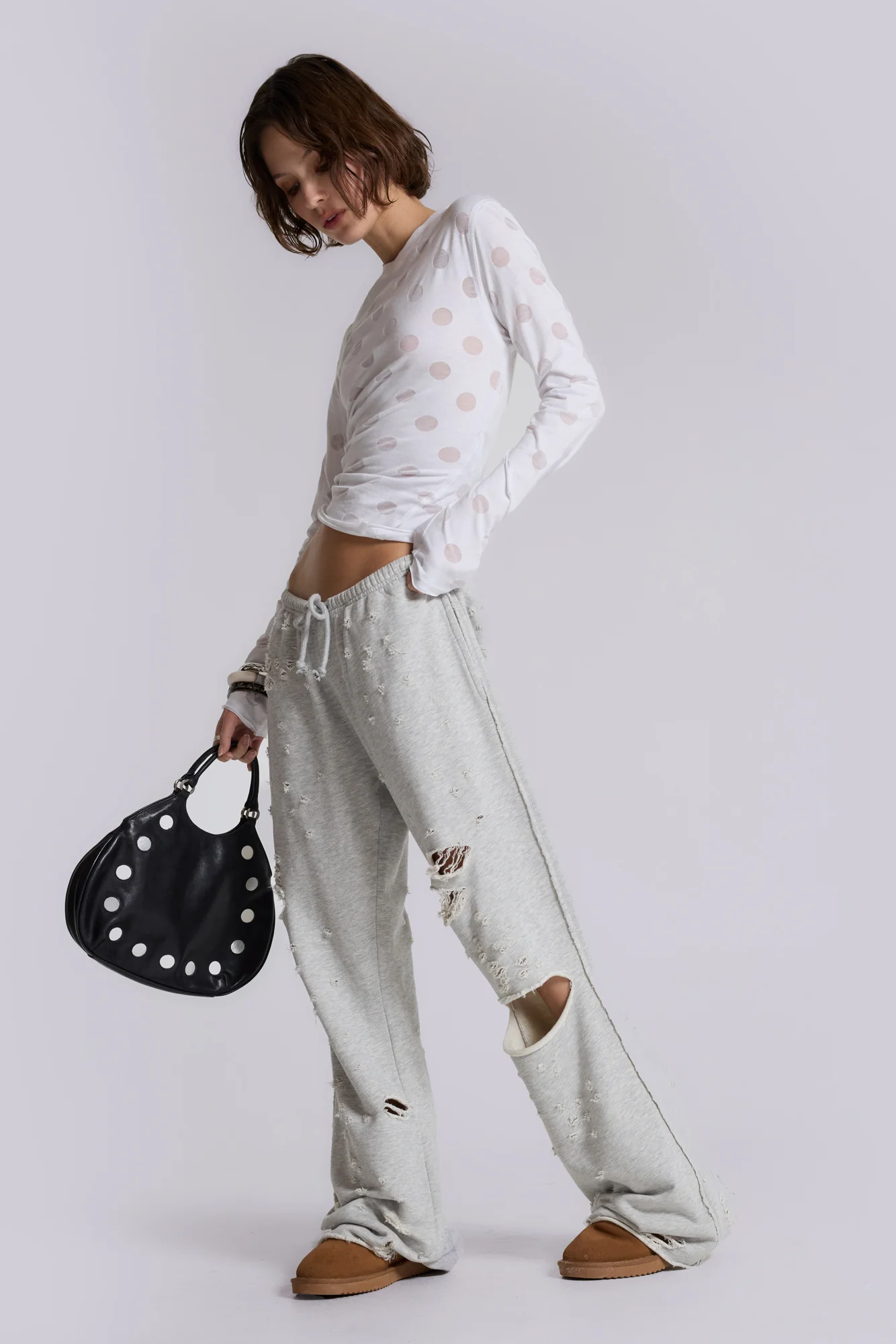 Cleo Distressed Slouchy Bootcut Jogger
