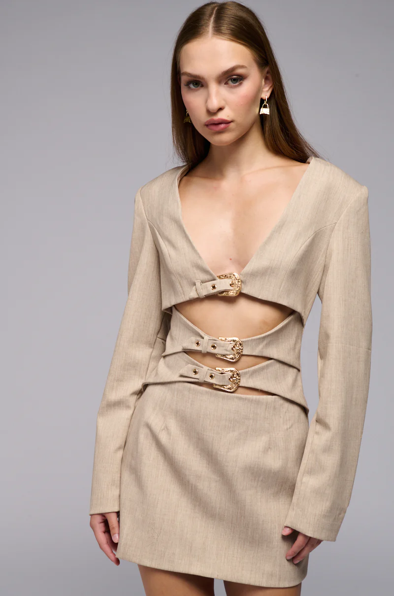 Buckle Up Baby Suiting Mini Dress
