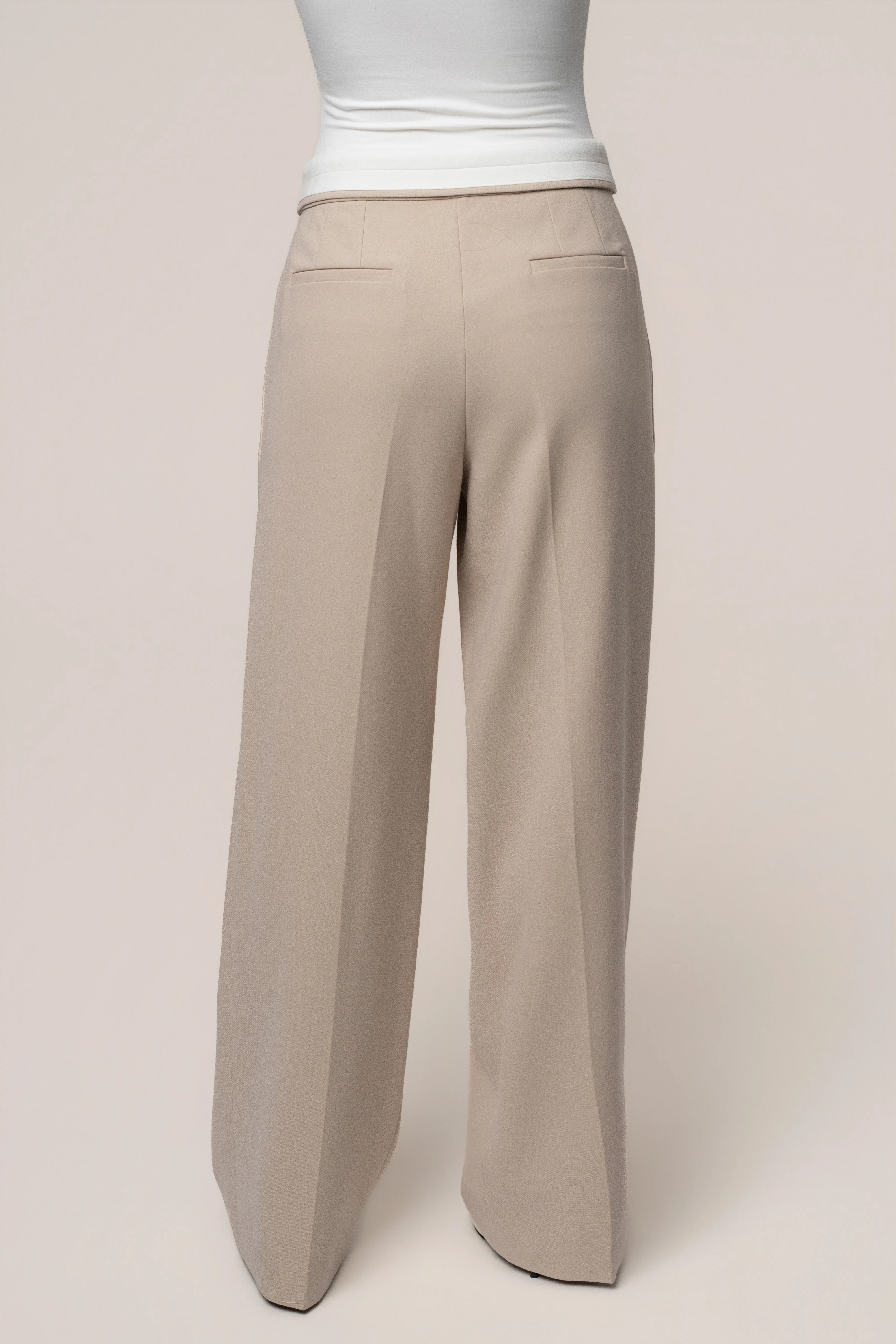 Beige/Ivory Command Pleat Trouser