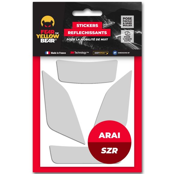 Fear The Yellow Bear REPLICA ARAI SZR Reflective Stickers - WhiteRef: FYB0016