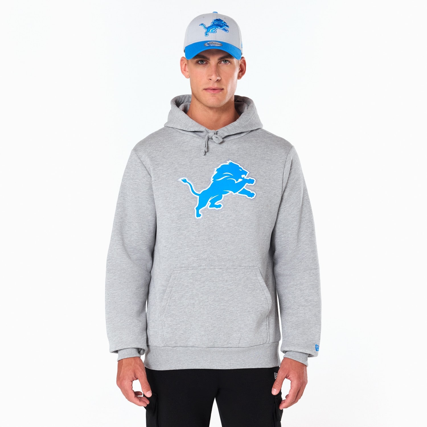 Detroit Lions Logo Hoodie New Era NFL Sweatshirt Grey